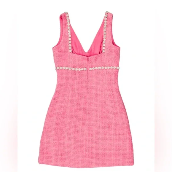 Self-Portrait Pink Tweed Mini Dress Size 0 XS - Picture 4 of 6